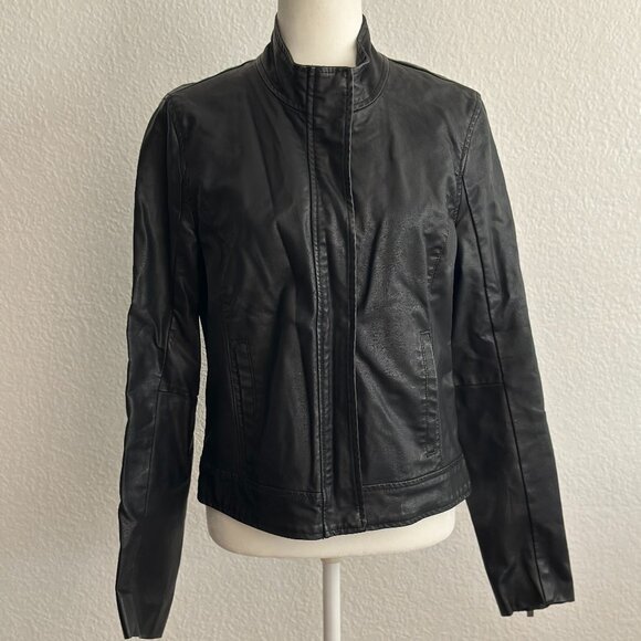 A New Day Black Faux Leather Moto Jacket Size Medium - Picture 2 of 9